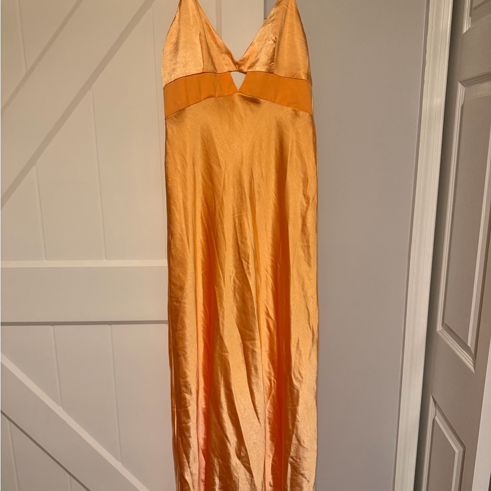 Welcome Spring Satin Maxi Dress Orange